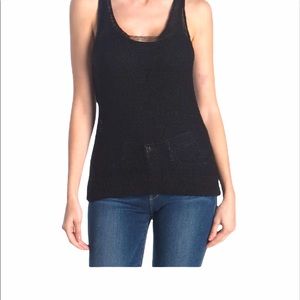 Frame linen crochet tank top black size Medium